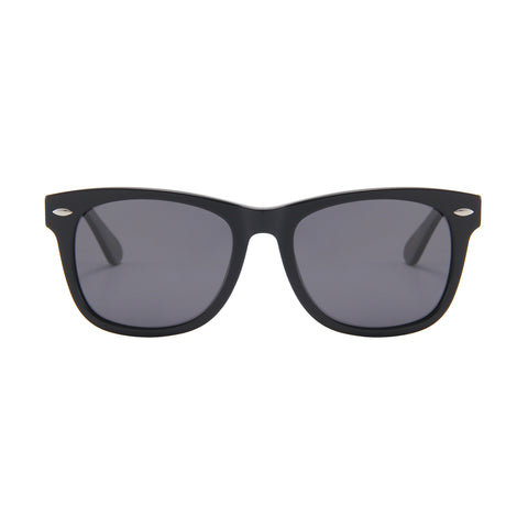 Zebra Wood Wayfarer Style Sunglasses (Grey with Silver REVO Lens)
