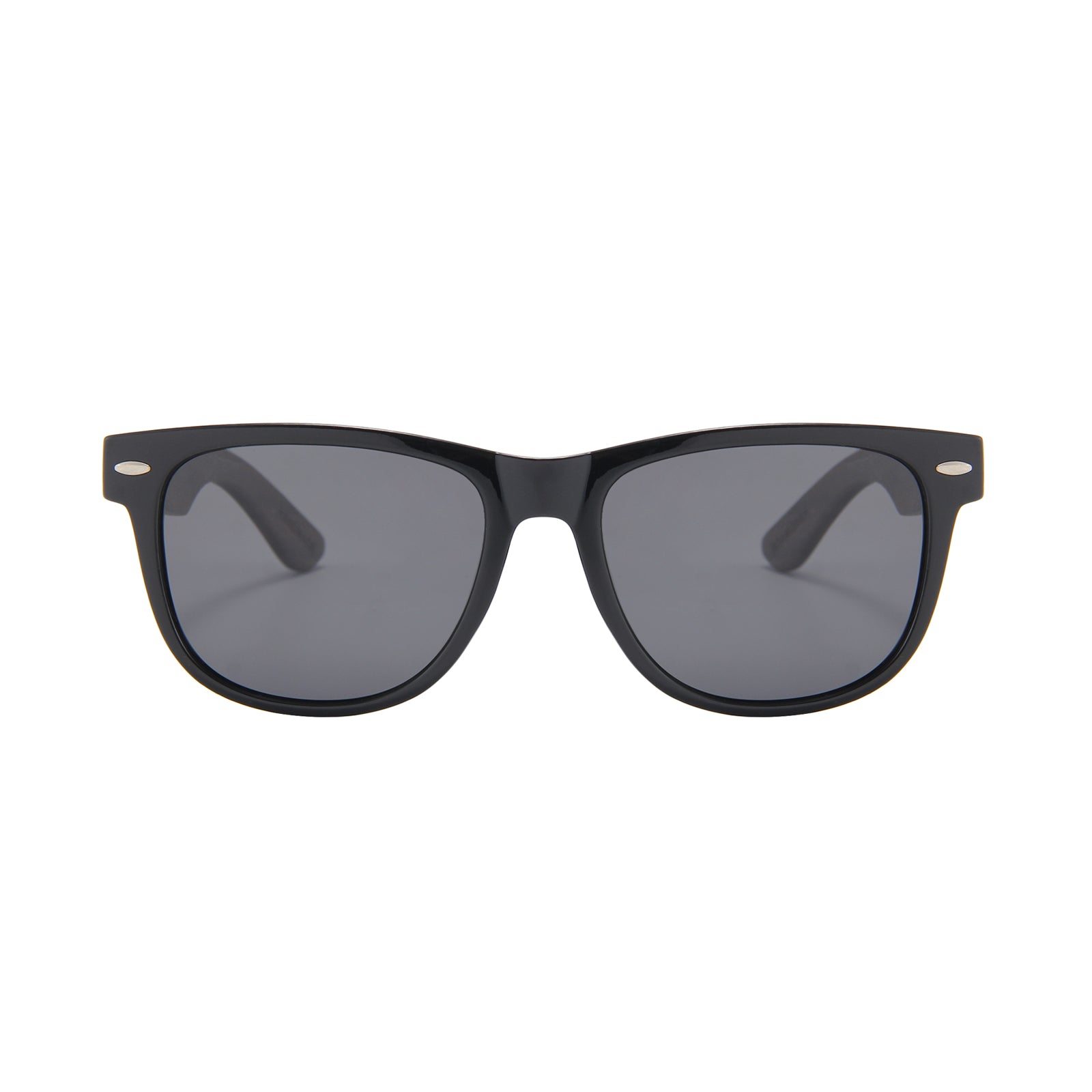 Ebony Wood Wayfarer Style Sunglasses (Black with Smoke Lens)