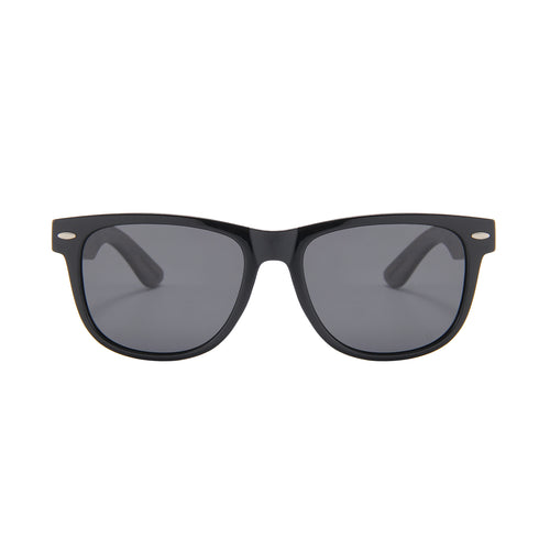 Ebony Wood Wayfarer Style Sunglasses (Black with Smoke Lens)