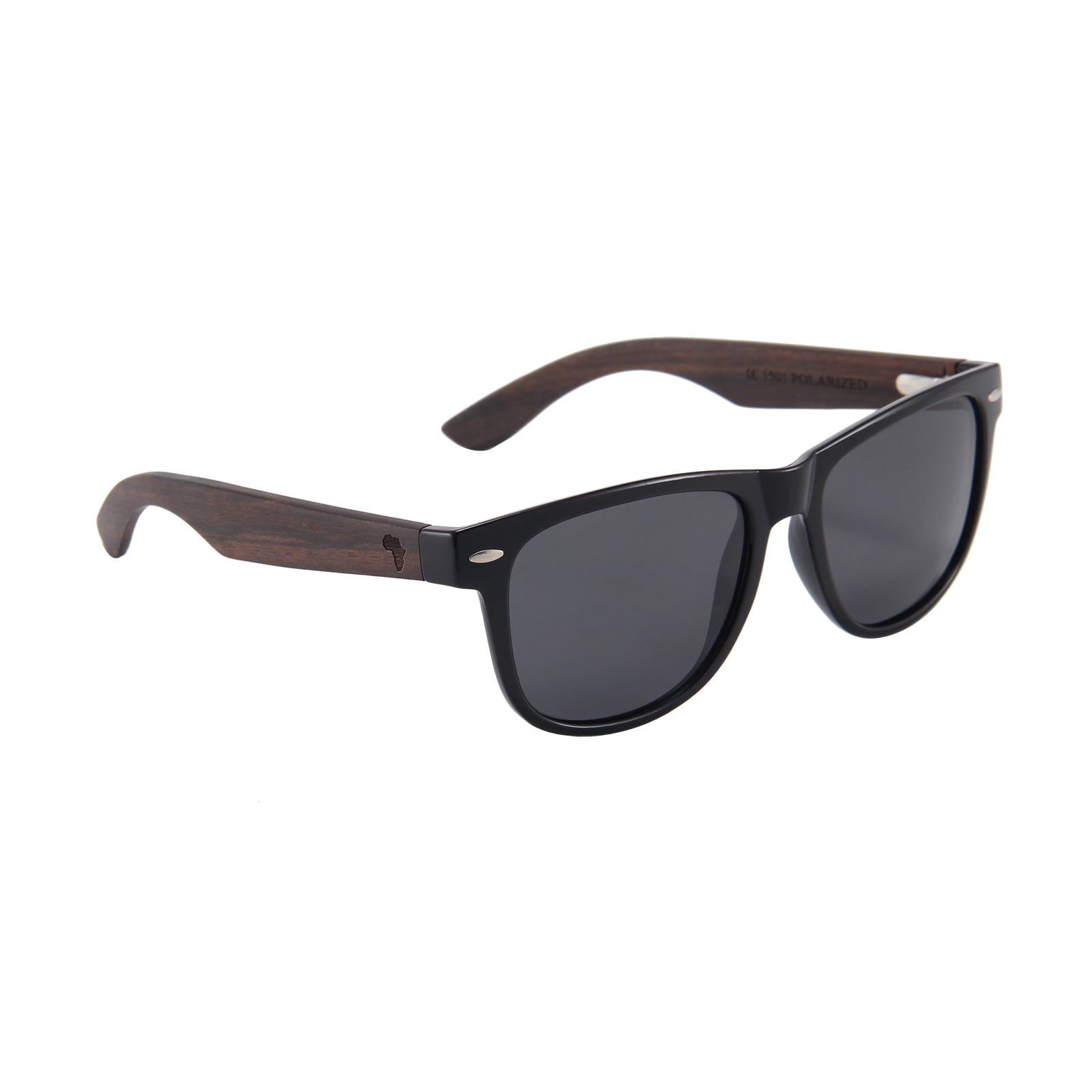 Ebony Wood Wayfarer Style Sunglasses (Black with Smoke Lens)