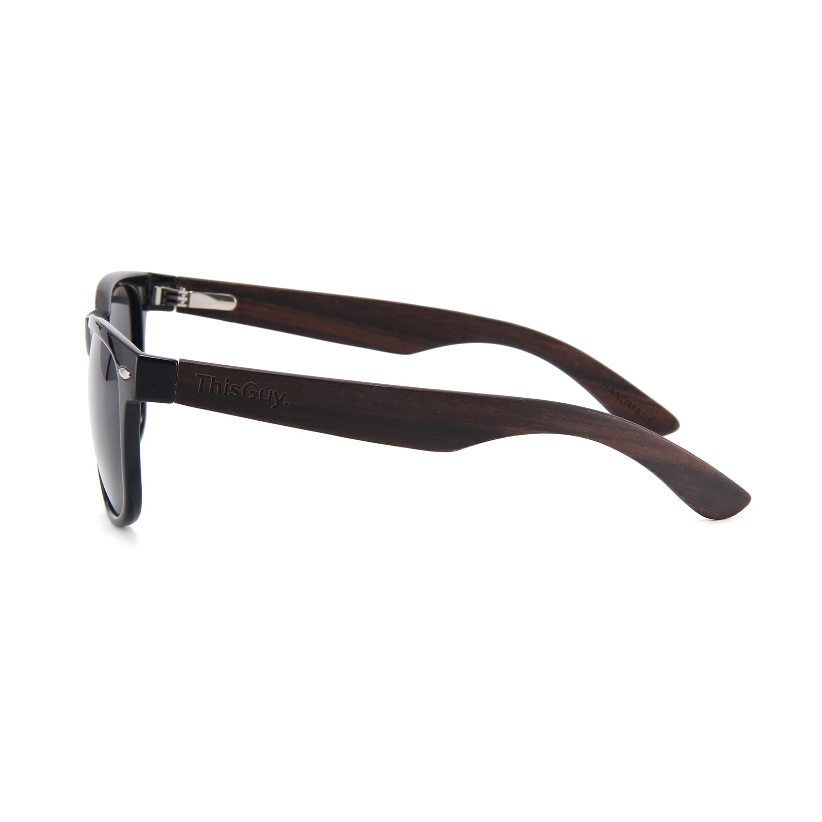 Ebony Wood Wayfarer Style Sunglasses (Black with Smoke Lens)