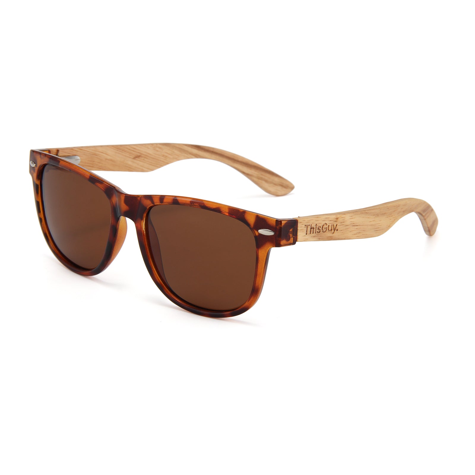 Zebra Wood Wayfarer Style Sunglasses (Tortoise Shell)