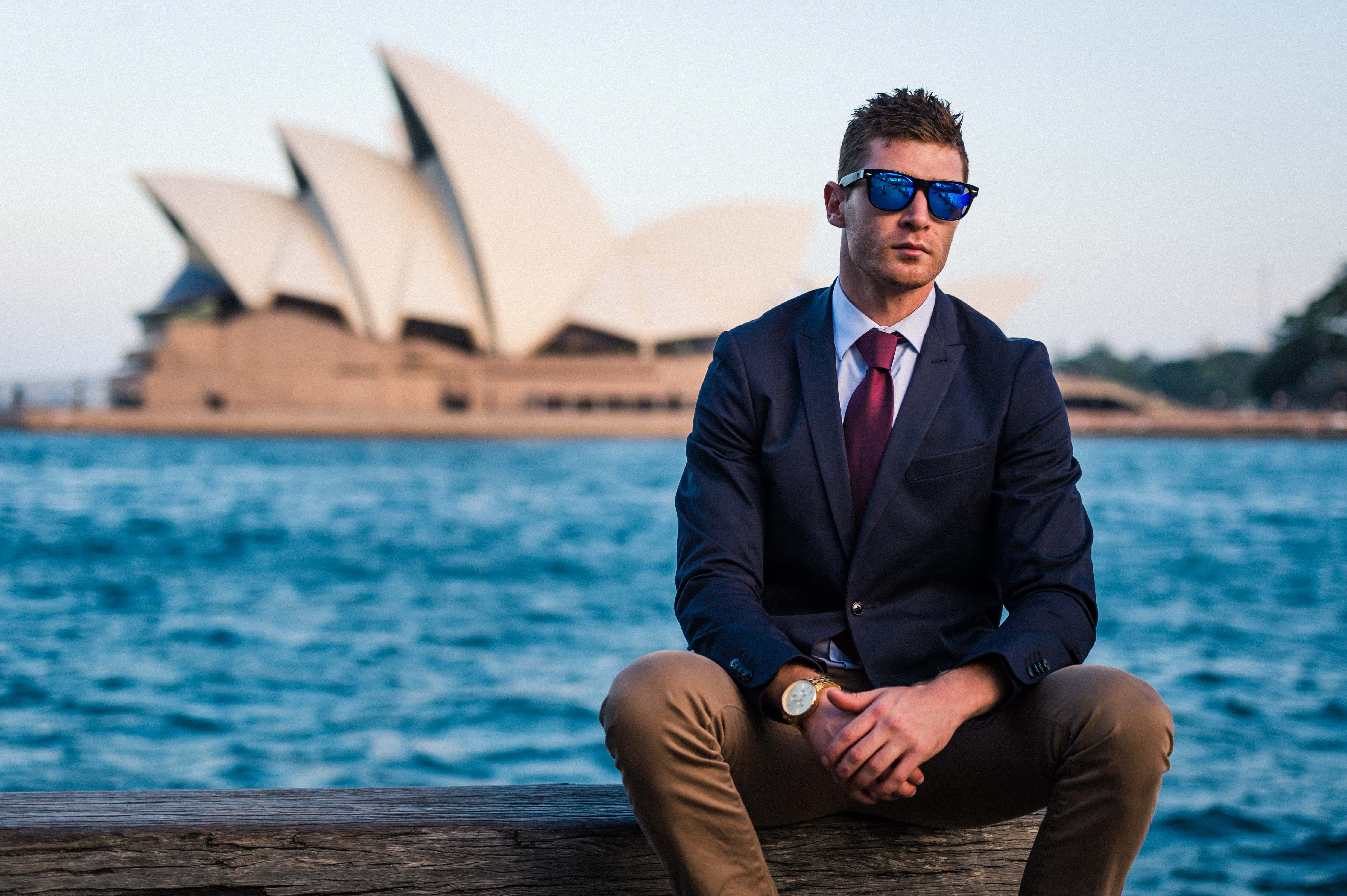 Ebony Wood Wayfarer Style Sunglasses (Black with Blue REVO Lens)
