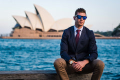 Ebony Wood Wayfarer Style Sunglasses (Black with Blue REVO Lens)